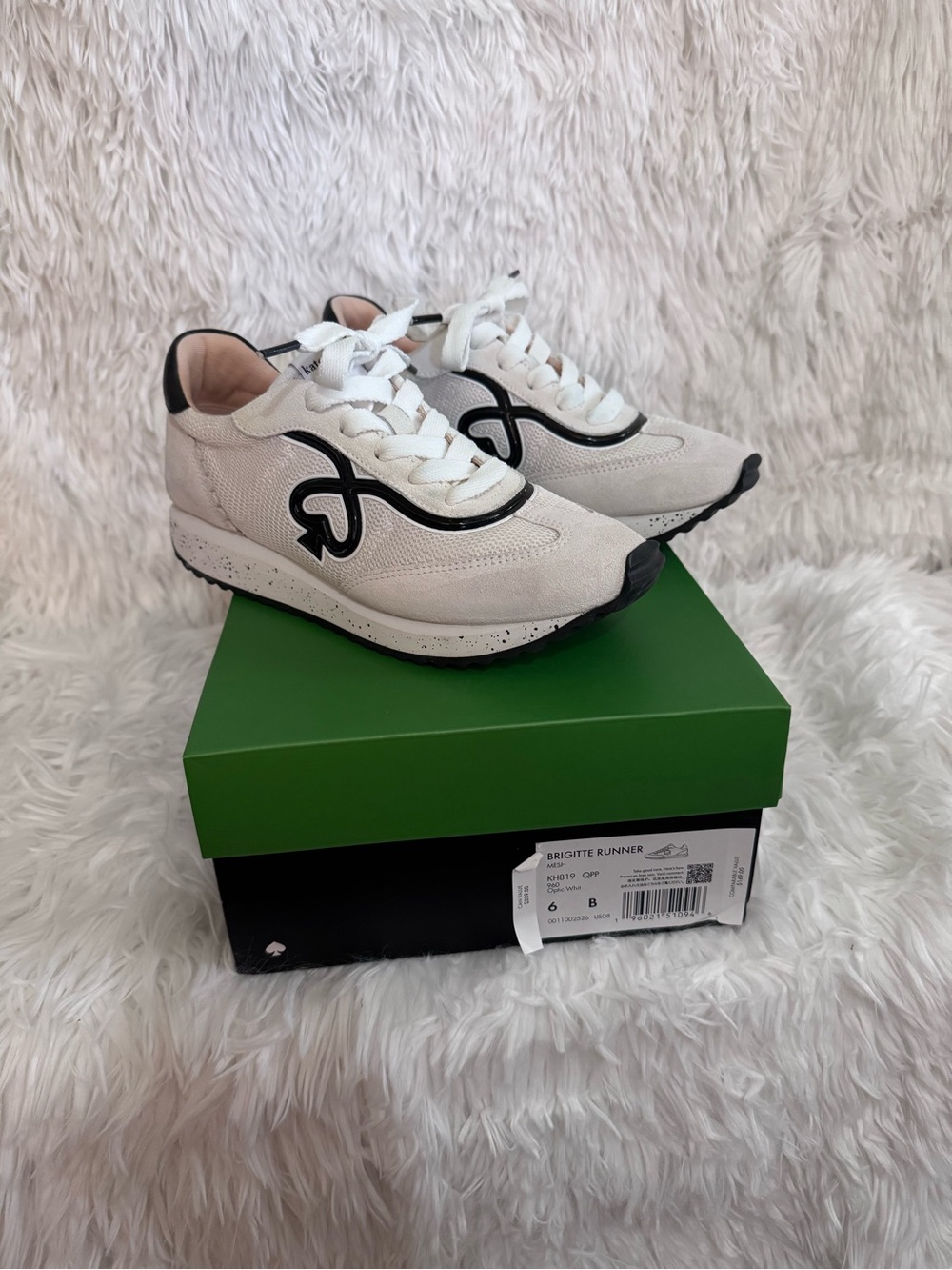 kate spade White & Black Brigitte Runner Sneakers
